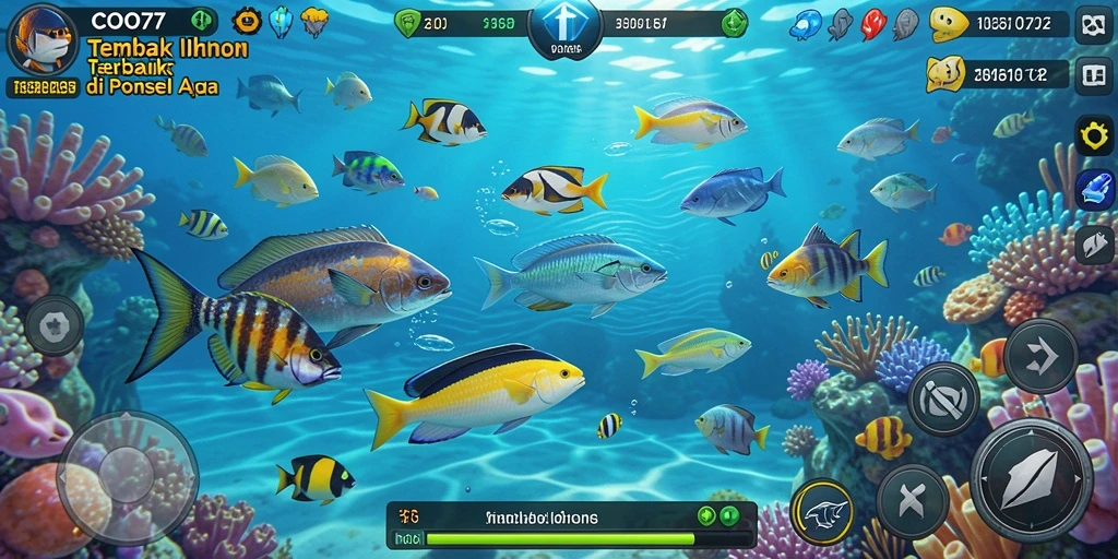 Gameplay seru dalam COO77 dengan ikan-ikan beraneka ragam.