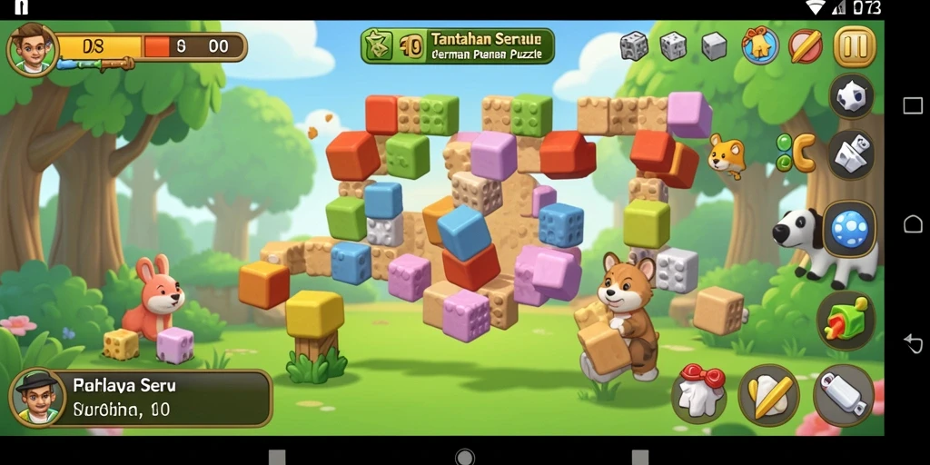 Screenshot utama D73 menampilkan gameplay seru teka-teki.