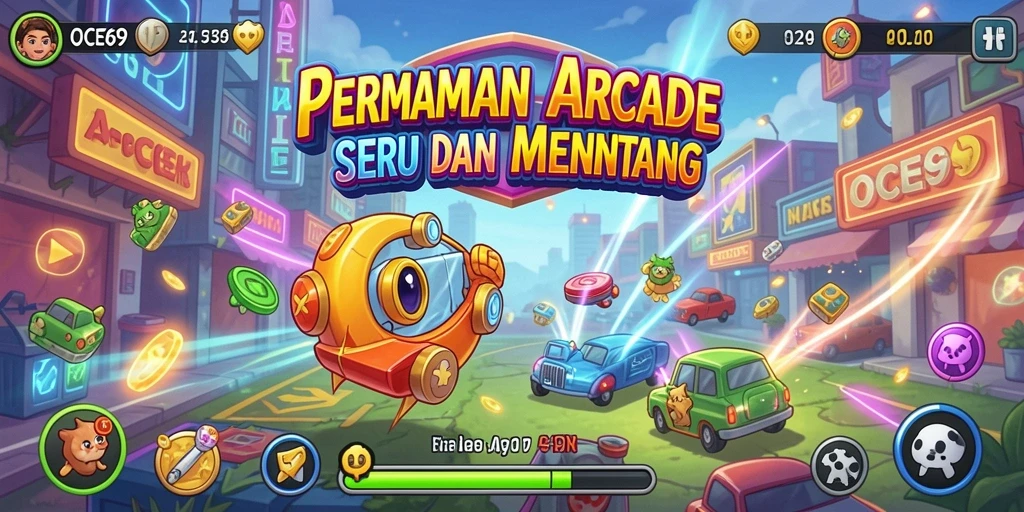 Tampilan gameplay menarik OCE69 dengan grafis colorful dan tantangan seru.