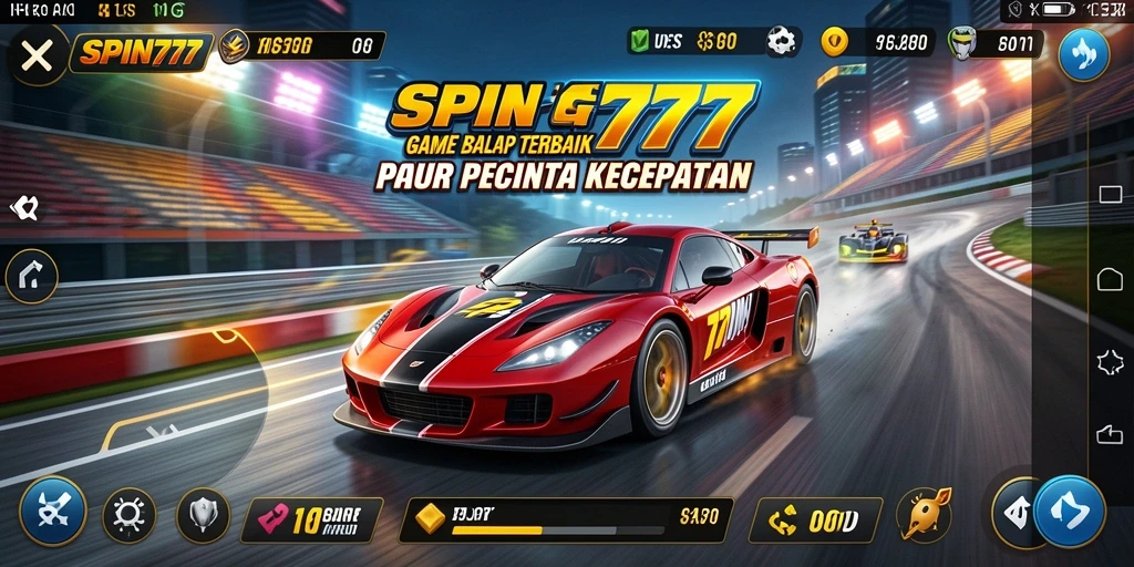 Gameplay mendebarkan dalam balapan SPIN777 dengan mobil yang bertenaga.