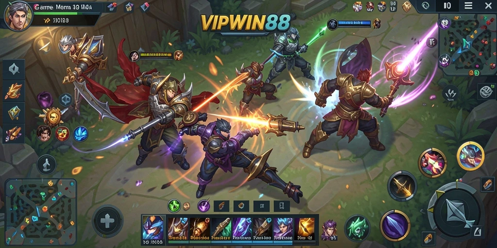 Tampilan gameplay seru di VIPWIN88 dengan pertarungan MOBA yang mendebarkan.